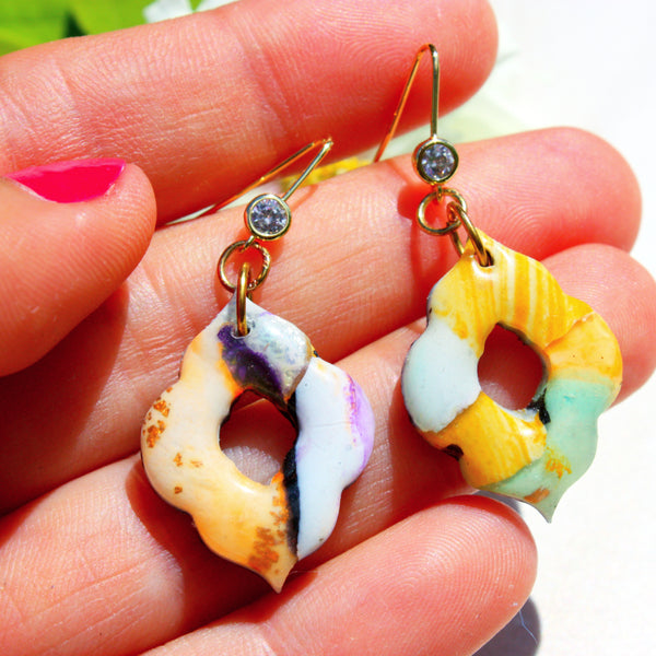 Colorful Moroccan Polymer clay earrings. Beautiful arabic style pair of earrings, light and colorful, hypoallergenic