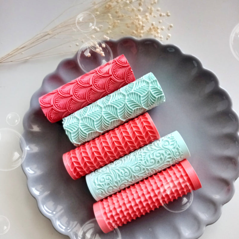 6pcs Clay Modeling Pattern Rollers, Large Texture Rollers For Clay